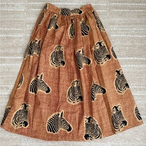Anthropologie Tan Zebra Print A-Line Skirt
